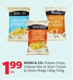 Rexall NOSH & CO. Potato Chips, Cheese Stix or Sour Cream & Onion Rings 130g-140g offer
