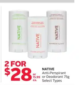 Rexall NATIVE Anti-Perspirant or Deodorant offer