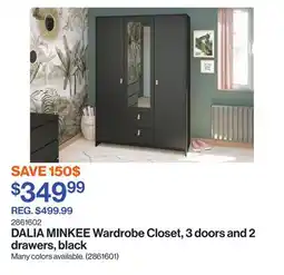 Patrick Morin MINKEE Wardrobe Closet, 3 doors and 2 drawers, black offer