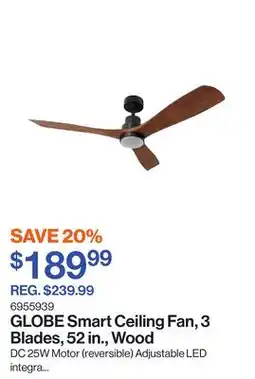 Patrick Morin Smart Ceiling Fan, 3 Blades, 52 in., Wood offer