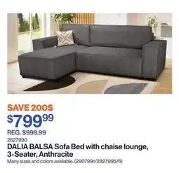 Patrick Morin BALSA Sofa Bed with chaise lounge, 3-Seater, Anthracite offer