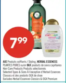 Pharmaprix AXE Styling, HERBAL ESSENCES PLANTES PURES or 0GX Hair Care Products offer