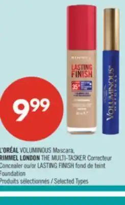 Pharmaprix L'ORÉAL VOLUMINOUS Mascara, RIMMEL LONDON THE MULTI-TASKER Concealer or LASTING FINISH Foundation offer