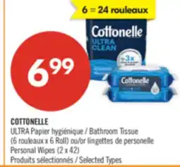 Pharmaprix COTTONELLE ULTRA Bathroom Tissue 6 Roll or Personal Wipes offer