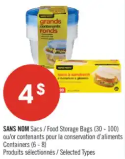 Pharmaprix NO NAME Food Storage Bags (30 - 100) or (6 - 8) offer