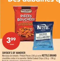Pharmaprix SNYDER'S OF HANOVER Pretzel Pieces (240 g) or KETTLE BRAND Kettle Cooked Chips (156 g - 198 g) offer
