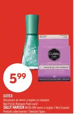 Pharmaprix CUTEX Dissolvant Nail Polish Remover Pads or SALLY HANSEN Nail Enamel offer