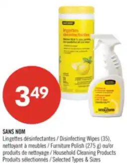 Pharmaprix NO NAME Disinfecting Wipes (35), Furniture Polish (275 g) or Household Cleaning Products offer