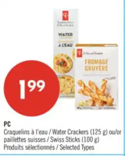 Pharmaprix PC Water Crackers (125 g) or Swiss Sticks (100 g) offer