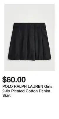 Holt Renfrew POLO RALPH LAUREN Girls 2-6x Pleated Cotton Denim Skirt offer