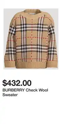 Holt Renfrew BURBERRY Check Wool Sweater offer