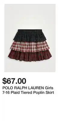 Holt Renfrew POLO RALPH LAUREN Girls 7-16 Plaid Tiered Poplin Skirt offer