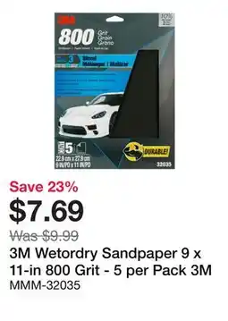 Bumper to Bumper 3M Wetordry Sandpaper 9 x 11-in 800 Grit - 5 per Pack offer