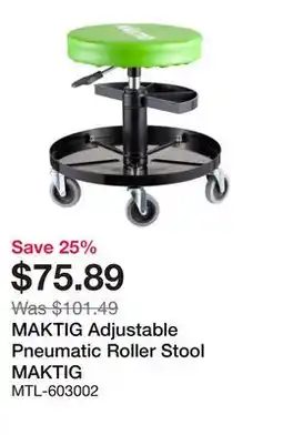 Bumper to Bumper MAKTIG Adjustable Pneumatic Roller Stool offer