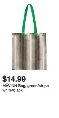IKEA MÄVINN Bag, green/stripe white/black offer