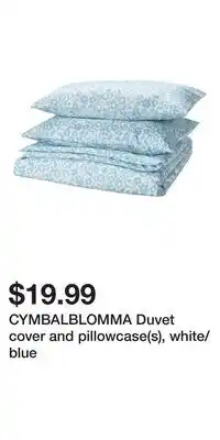 IKEA CYMBALBLOMMA Duvet cover and pillowcase(s), white/blue offer