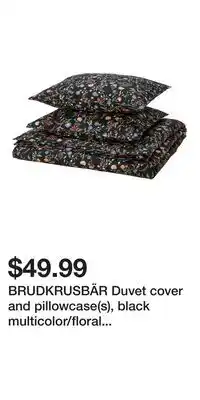 IKEA BRUDKRUSBÄR Duvet cover and pillowcase(s), black multicolor/floral pattern offer
