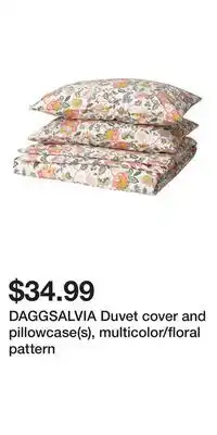 IKEA DAGGSALVIA Duvet cover and pillowcase(s), multicolor/floral pattern offer