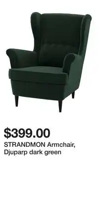 IKEA STRANDMON Armchair, Djuparp dark green offer