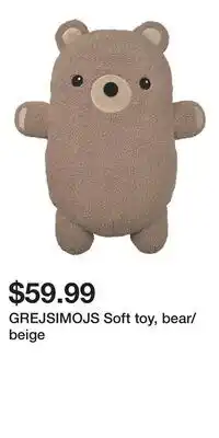 IKEA GREJSIMOJS Soft toy, bear/beige offer