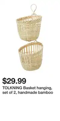 IKEA TOLKNING Basket hanging, set of 2, handmade bamboo offer