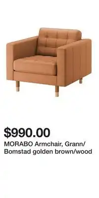 IKEA MORABO Armchair, Grann/Bomstad golden brown/wood offer