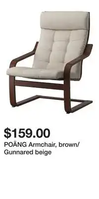 IKEA POÄNG Armchair, brown/Gunnared beige offer