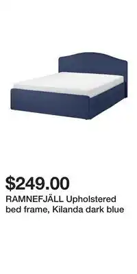 IKEA RAMNEFJÄLL Upholstered bed frame, Kilanda dark blue offer