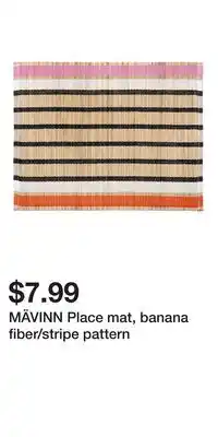 IKEA MÄVINN Place mat, banana fiber/stripe pattern offer