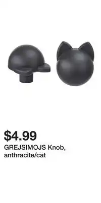 IKEA GREJSIMOJS Knob, anthracite/cat offer