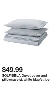 IKEA SOLFIBBLA Duvet cover and pillowcase(s), white blue/stripe offer
