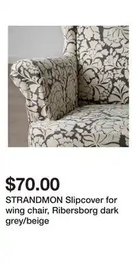 IKEA STRANDMON Slipcover for wing chair, Ribersborg dark grey/beige offer