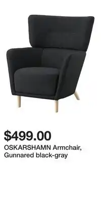 IKEA OSKARSHAMN Armchair, Gunnared black-gray offer
