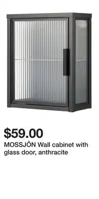 IKEA MOSSJÖN Wall cabinet with glass door, anthracite offer