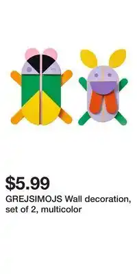 IKEA GREJSIMOJS Wall decoration, set of 2, multicolor offer