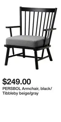 IKEA PERSBOL Armchair, black/Tibbleby beige/gray offer