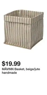 IKEA MÄVINN Basket, beige/jute handmade offer