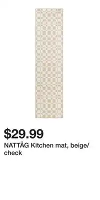 IKEA NATTÅG Kitchen mat, beige/check offer