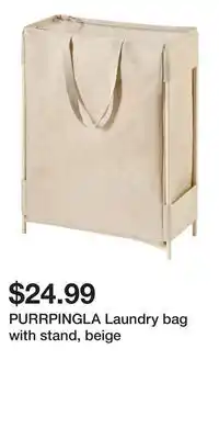 IKEA PURRPINGLA Laundry bag with stand, beige offer