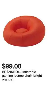 IKEA BRÄNNBOLL Inflatable gaming lounge chair, bright orange offer