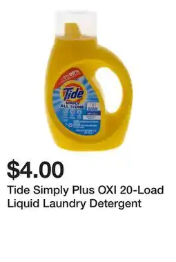 Dollarama Tide Simply Plus OXI 20-Load Liquid Laundry Detergent offer