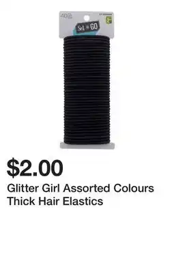 Dollarama Glitter Girl Assorted Colours Thick Hair Elastics offer