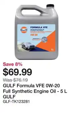 Bumper to Bumper GULF Formula VFE 0W-20 Full Synthetic Engine Oil offer
