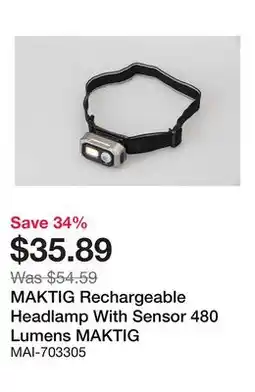 Bumper to Bumper MAKTIG Rechargeable Headlamp With Sensor 480 Lumens offer
