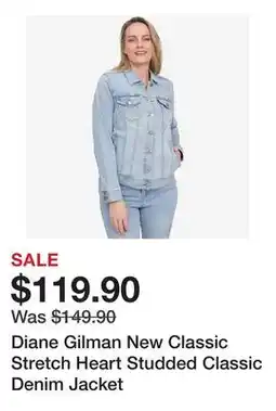 TSC Stores Diane Gilman New Classic Stretch Heart Studded Classic Denim Jacket offer