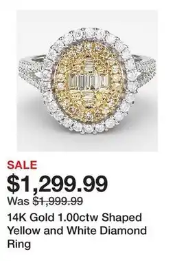 TSC Stores 14K Gold 1.00ctw Shaped Yellow and White Diamond Ring offer