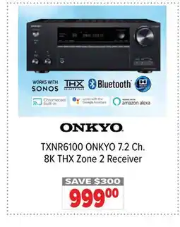 2001 Audio Video TXNR6100 ONKYO 7.2 Ch. 8K THX Zone 2 Receiver offer