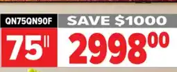 2001 Audio Video QN75QN90F SAMSUNG 75 Neo QLED 4K QN90F Vision AI Smart TV offer