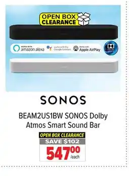 2001 Audio Video BEAM2US1BW SONOS Dolby Atmos Smart Sound Bar offer