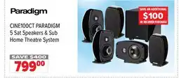 2001 Audio Video CINE100CT PARADIGM 5 Sat Speakers & Sub Home Theatre System offer
